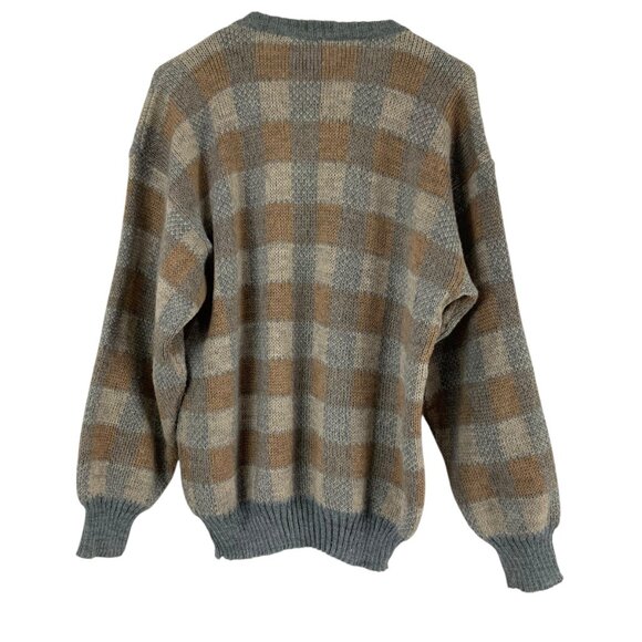 Collection International Gray/Brown Paid Crewneck Long Sleeve Sweater Size M - Picture 2 of 4